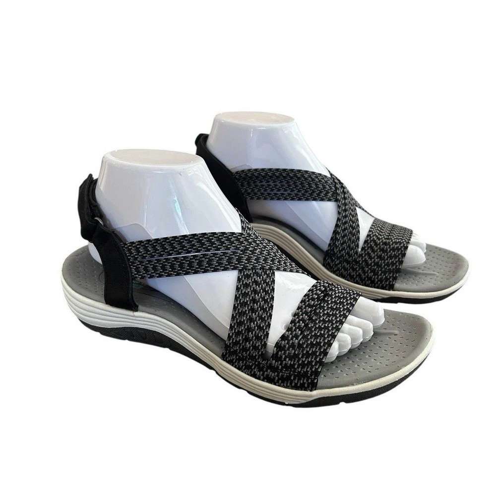 SKECHERS Reggae Cup Oh Snap Sport Sandal Women Size 8 Black Stretch Strappy
